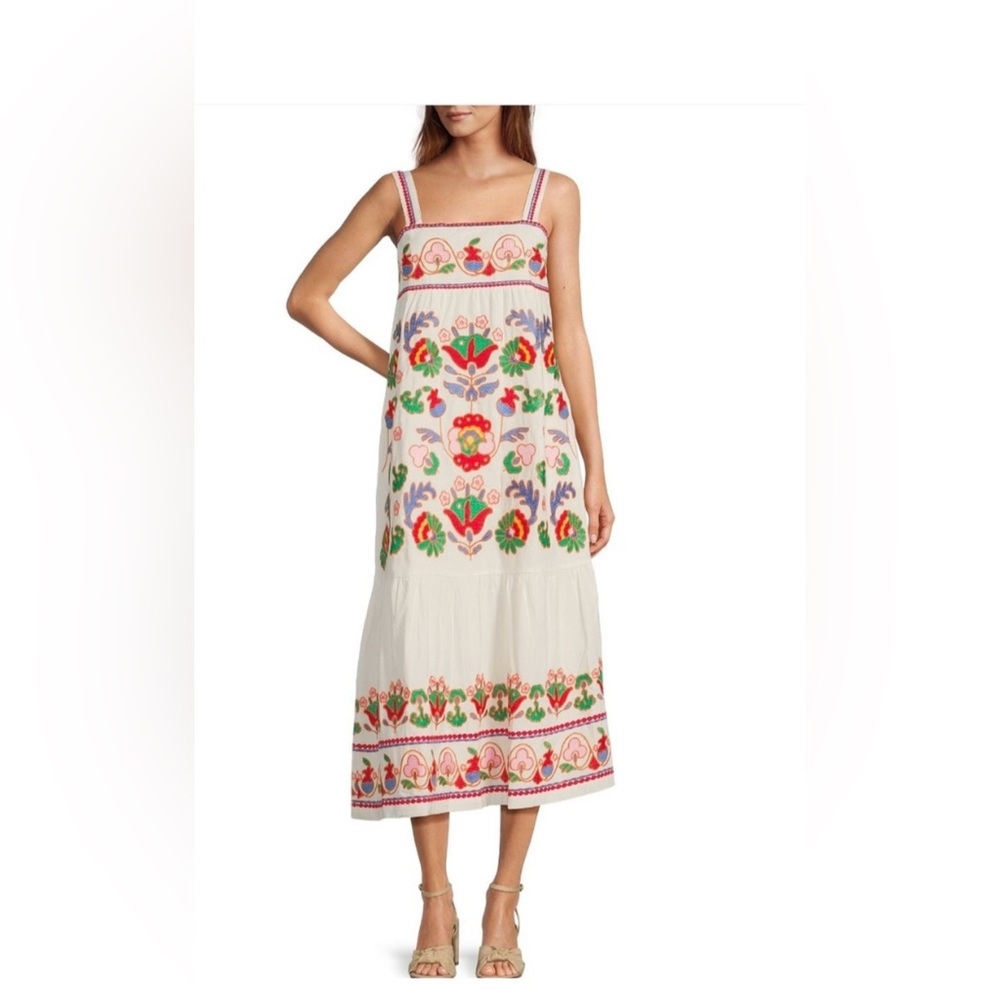 NWT J. Marie Landon Embroidered Midi Dress Small $238